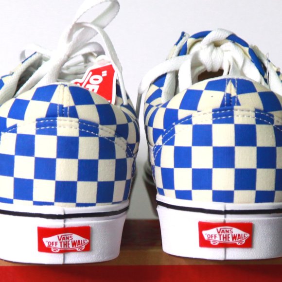 Stylish Checkered Blue and White Vans Sneakers Size 12 Never Worn Outside! - Picture 7 of 11